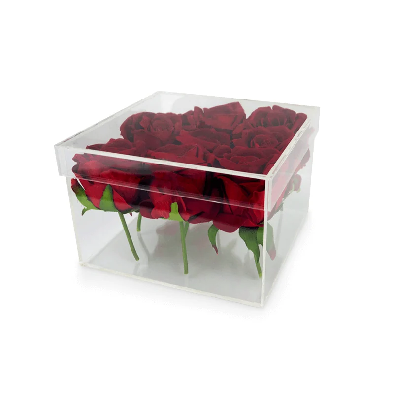 Caja para flores · 9 rosas — Acrílico