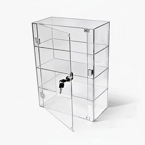 Vitrina transparente · 4 espacios — Acrílico
