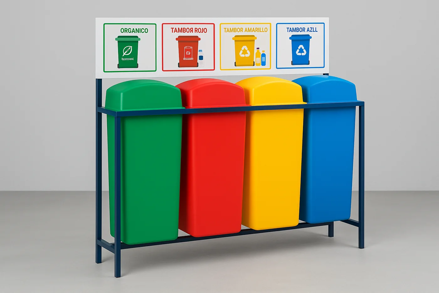 Estación de Separación de Basura. 4 botes, señalización personalizada
