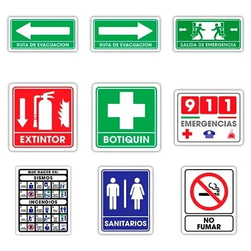 Kit Señalamientos Protección Civil 9 Piezas Letrero Seguridad