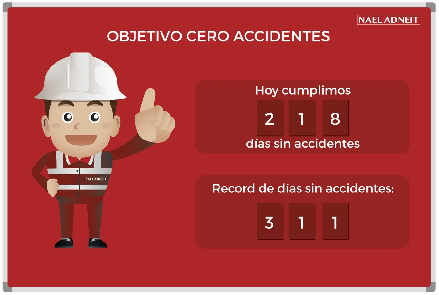 Tablero Básico Dias Sin Accidentes - Magnético