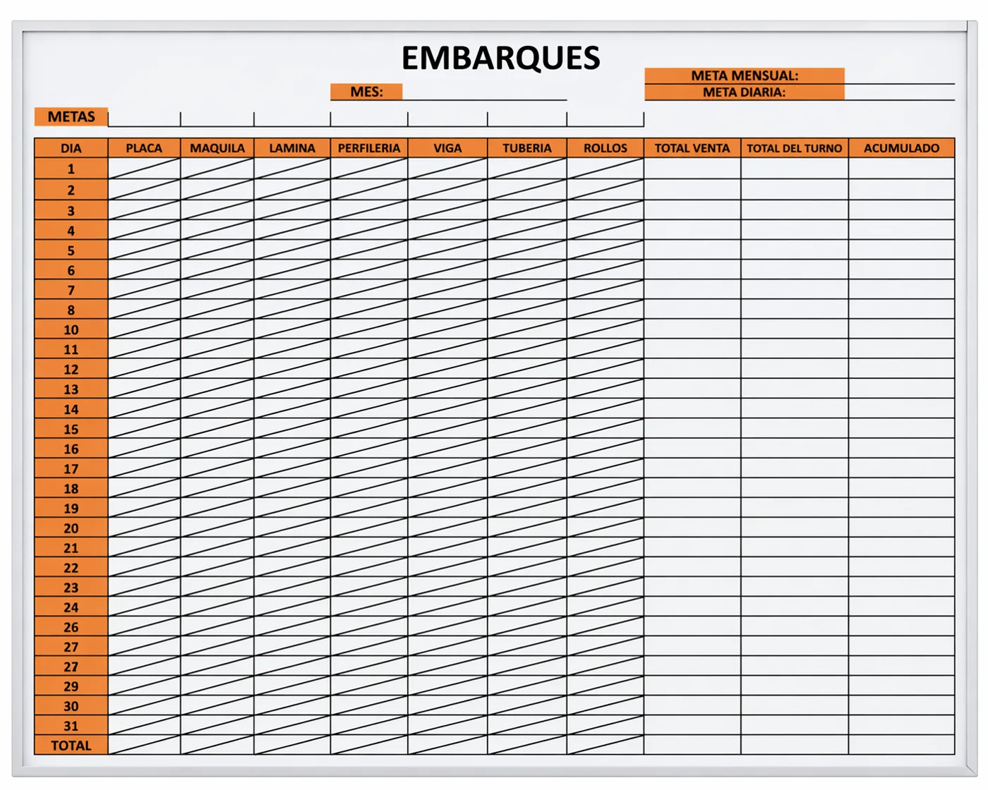 Tablero de Embarques