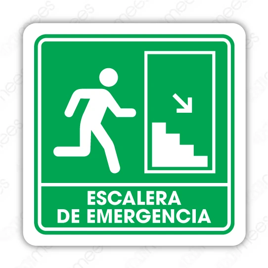 SPC 009 Señalamiento Escalera De Emergencia Derecha Abajo